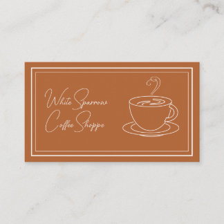 Minimalist Brown and White Coffee Shop Business Card