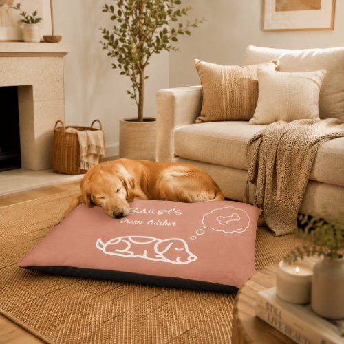 Minimalist Brown and White Line Art Sleeping D Pet Bed