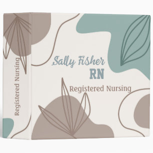 Minimalist Brown Aqua and White 3 Ring Binder