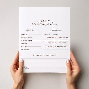 Minimalist Brown Baby Predictions and Advice Cards