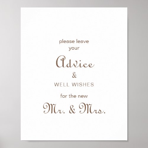 Minimalist Brown Boho Advice and Well Wishes  Poster