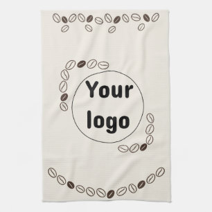 Minimalist Brown Coffee Beans for Cafe Branding Kitchen Towel