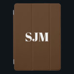 Minimalist brown custom monogram initials elegant iPad pro cover<br><div class="desc">Minimalist Custom brown and white monogram initials name modern elegant personalized iPad Pro Cover</div>