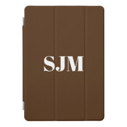 Minimalist brown custom monogram initials elegant iPad pro cover