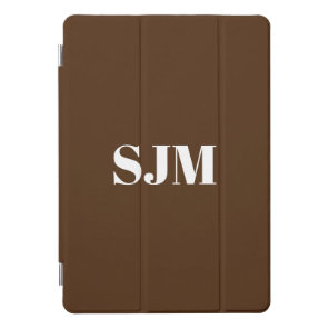 Minimalist brown custom monogram initials elegant iPad pro cover