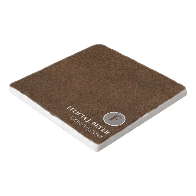 Minimalist Brown Custom Name Trivet Mat (Corner)