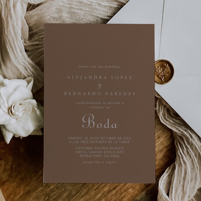 Minimalist Brown Evening Boho Boda Wedding  Invitation (Creator Uploaded)