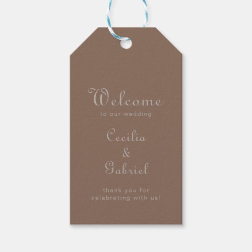 Minimalist Brown Evening Boho Wedding Welcome  Gift Tags