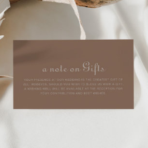 Minimalist Brown Evening Wedding Wishing Well Enclosure Card