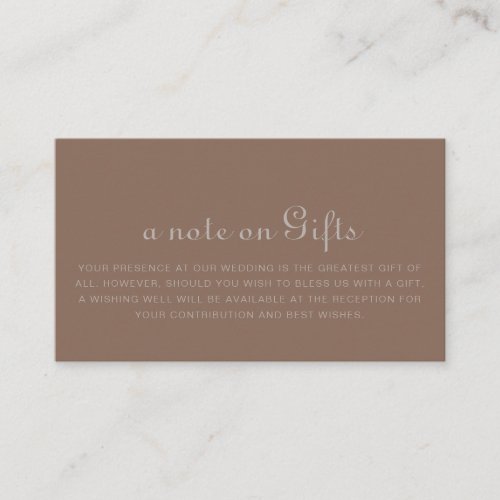 Minimalist Brown Evening Wedding Wishing Well Enclosure Card