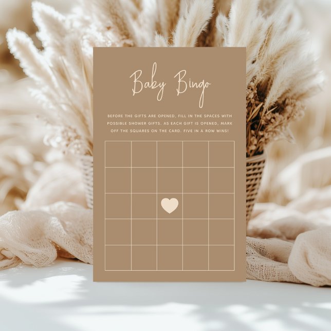 Minimalist Brown Gender Reveal Bingo Game (Creator Uploaded)