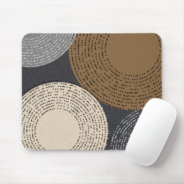 Minimalist Brown Gray Circles Mouse Pad (With Mouse)