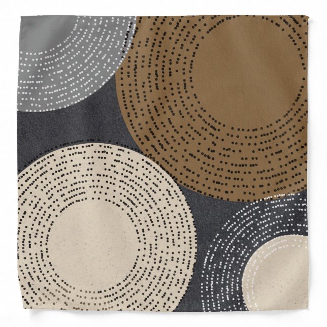 Minimalist Brown Grey Circles Bandana (Front)
