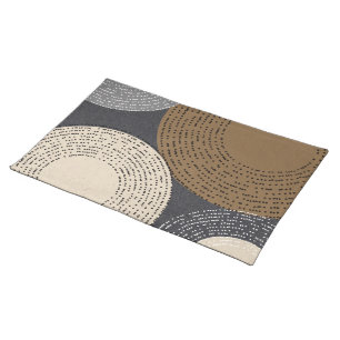 Minimalist Brown Grey Circles Cloth Placemat