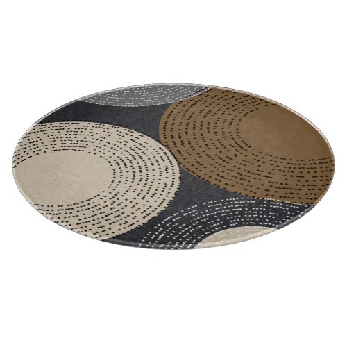 Minimalist Brown Grey Circles Cutting Board