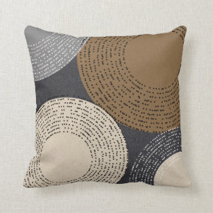 Minimalist Brown Grey Circles Throw Pillow