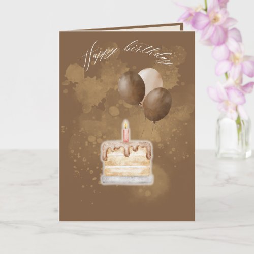 Minimalist Brown Happy Birthday Greeting Card