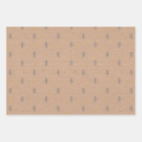 Minimalist Brown Kraft + Black Christmas Trio Gift Wrapping Paper