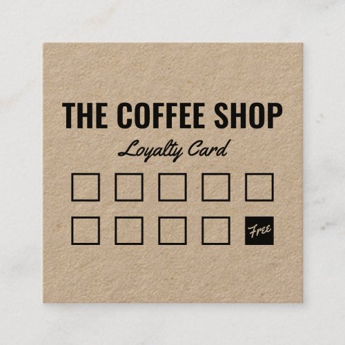 Minimalist brown kraft simple black typography loyalty card
