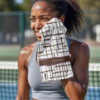 Minimalist Brown Linework Personalized | Dink Well Hand Towel