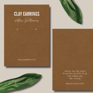 Minimalist Brown Logo Jewelry Earring Display Card