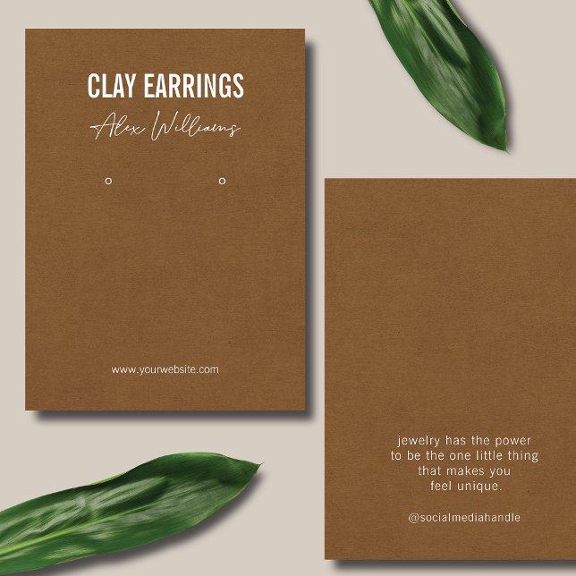 Minimalist Brown Logo Jewelry Earring Display Card (Creator Uploaded)