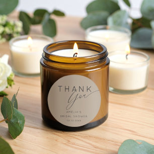 Minimalist Brown Mocha Thank You Bridal Shower  Classic Round Sticker