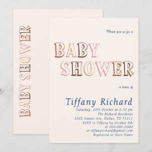 Minimalist Brown Modern Gender Neutral Baby Shower Invitation