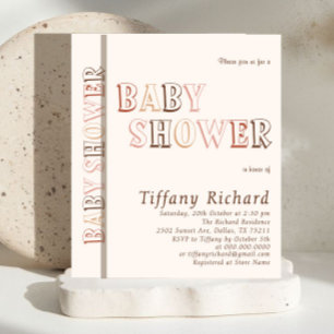 Minimalist Brown Modern Gender Neutral Baby Shower Invitation