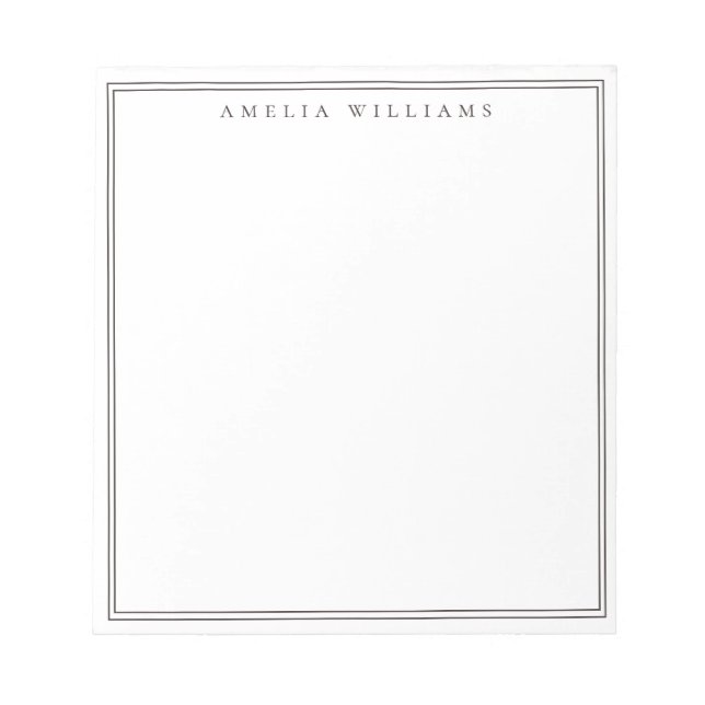 Minimalist Brown Monogram Two Border Notepad (Front)