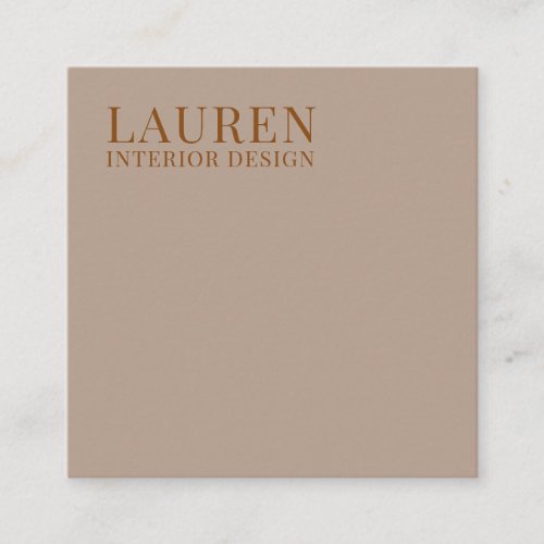 Minimalist brown simple elegant interior designer square business card