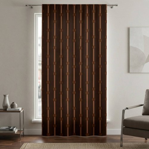 Minimalist Brown Stripes, Dots Geometric Pattern  Blackout Curtains