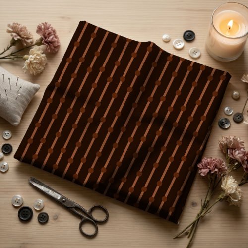 Minimalist Brown Stripes, Dots Geometric Pattern  Fabric