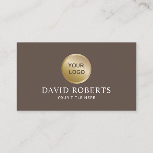 Minimalist Brown Tan Professional Add Your Logo Business Card