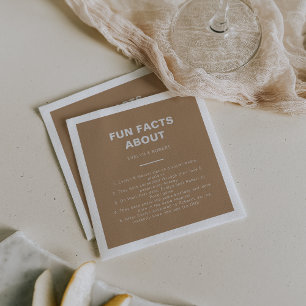Minimalist Brown Trivia Fun Facts Wedding Napkins