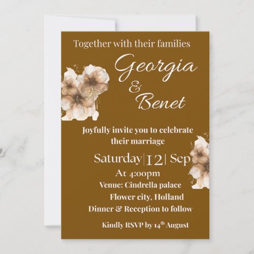 Minimalist Brown & White Custom Wedding Invite