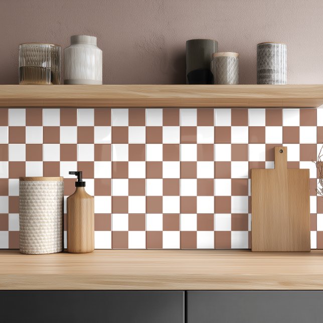Minimalist Brown White Geometric Ceramic Tile (Creator Uploaded)