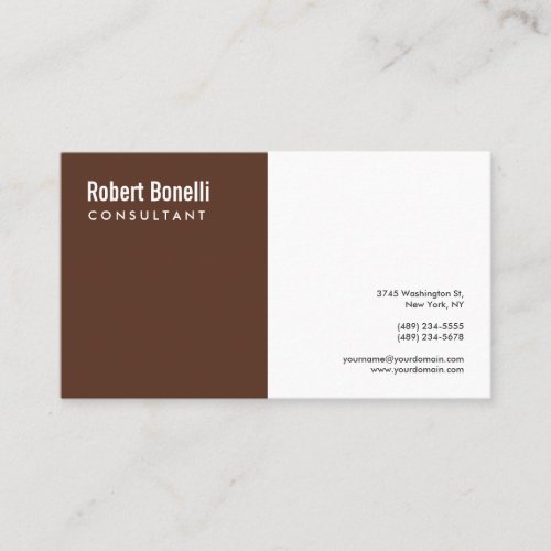Minimalist Brown White Modern Custom Business Card