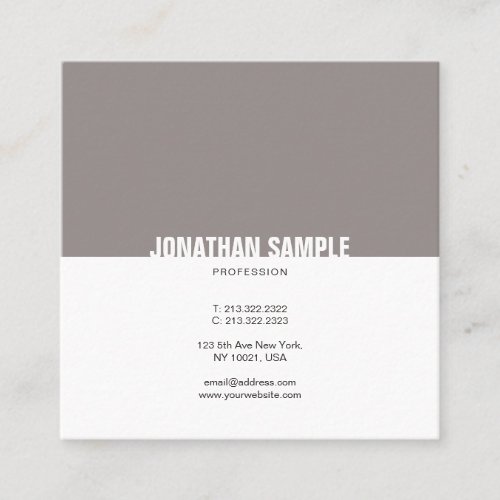 Minimalist Brown White Simple Elegant Plain Trendy Square Business Card