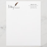 Minimalist Brown & White Simple Modern Notary Letterhead<br><div class="desc">Create a professional mailings with Minimalist Brown & White Simple Modern Notary Letterhead. Don't wait for opportunity, create it! Featuring a notary loan signing agent designed with a brown feathered calligraphy pen logo and simple, elegant design, this 8.5" x 11" letterhead is perfect for making sure your communication looks great....</div>