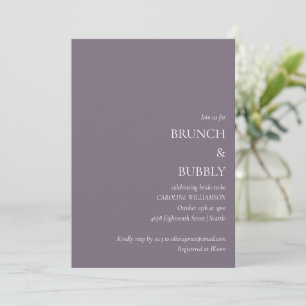 Minimalist Brunch Bubbly Bridal Shower Dark Purple Invitation