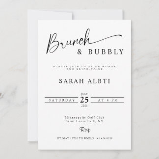Minimalist Brunch & Bubbly Bridal Shower Invitation