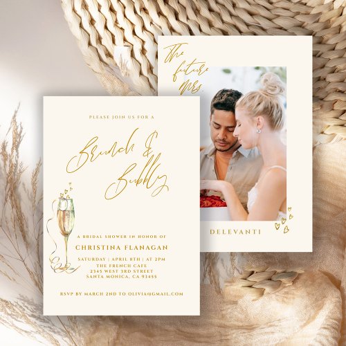 Minimalist Brunch  Bubbly Champagne Bridal Shower Invitation