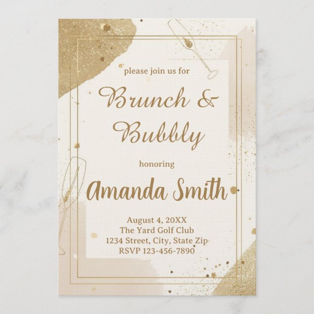 Minimalist Brunch & Bubbly Invitation – Neutral (Front)
