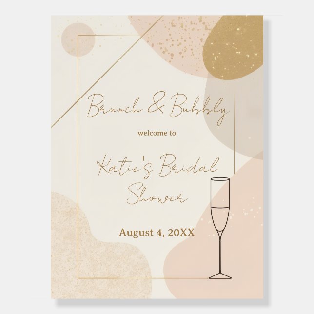 Minimalist Brunch & Bubbly Welcome Sign – Neutral (Front)