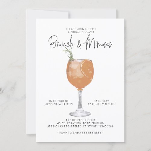 Minimalist Brunch  Mimosas Cocktail Bridal Shower Invitation