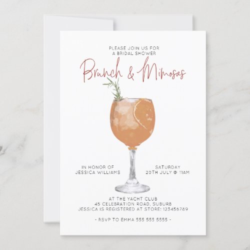 Minimalist Brunch  Mimosas Cocktail Bridal Shower Invitation