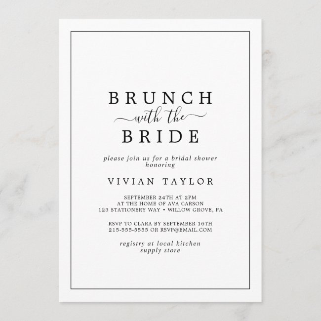 Minimalist Brunch with the Bride Bridal Shower Invitation