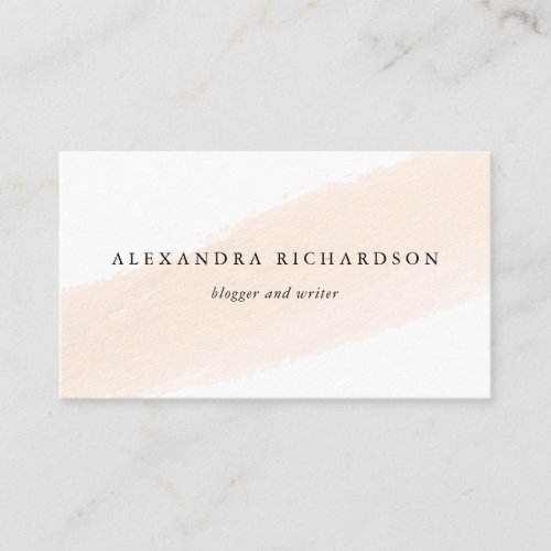 Minimalist Brush  Blush Pink Stripe Business Card