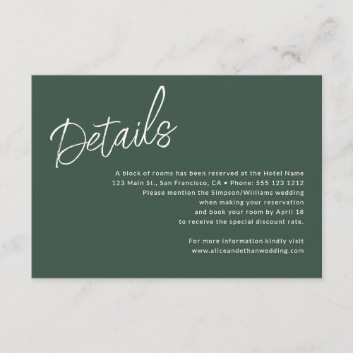  Minimalist Brush Calligraphy Wedding Info Details Enclosure Card